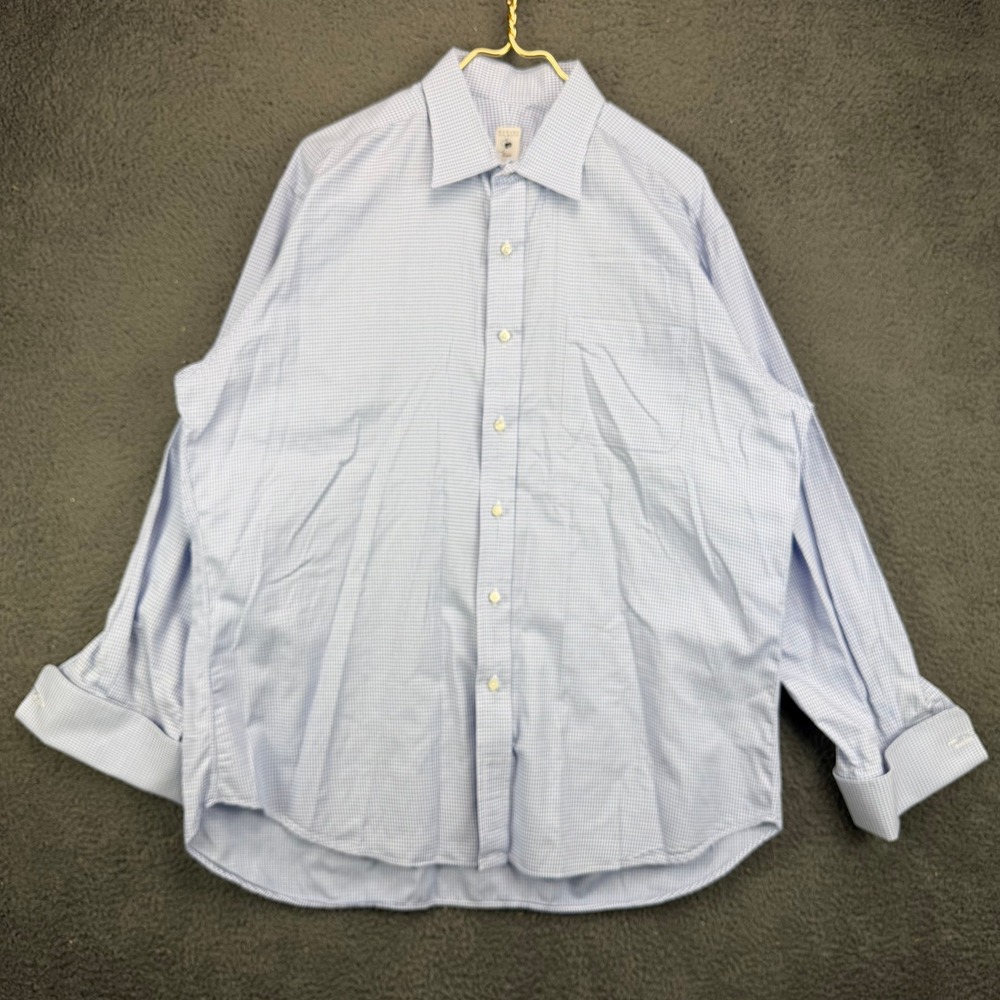 Robert Talbott Estate Mens 17 35 Blue Gingham Check Button Down Dress Shirt